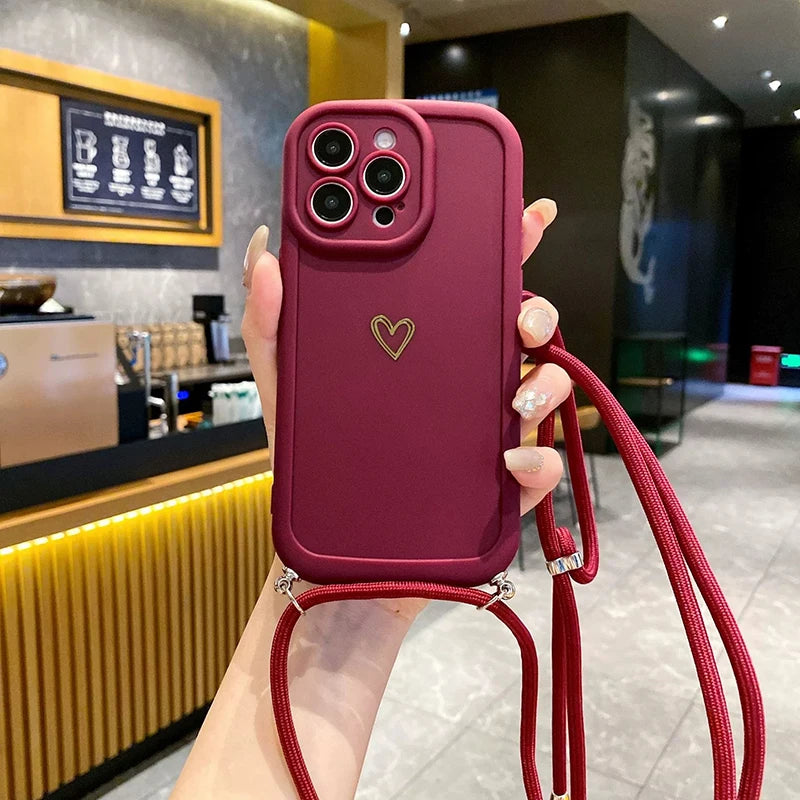 Crossbody Silicone Love Phone Case with Lanyard
