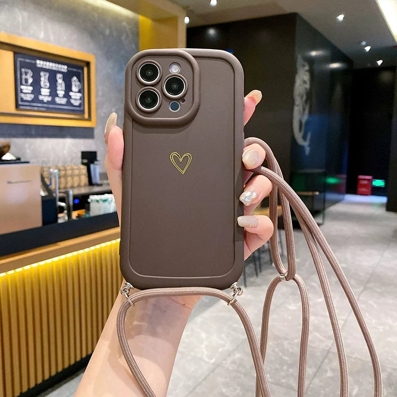 Crossbody Silicone Love Phone Case with Lanyard