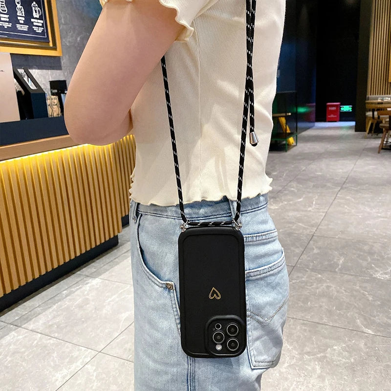 Crossbody Silicone Love Phone Case with Lanyard