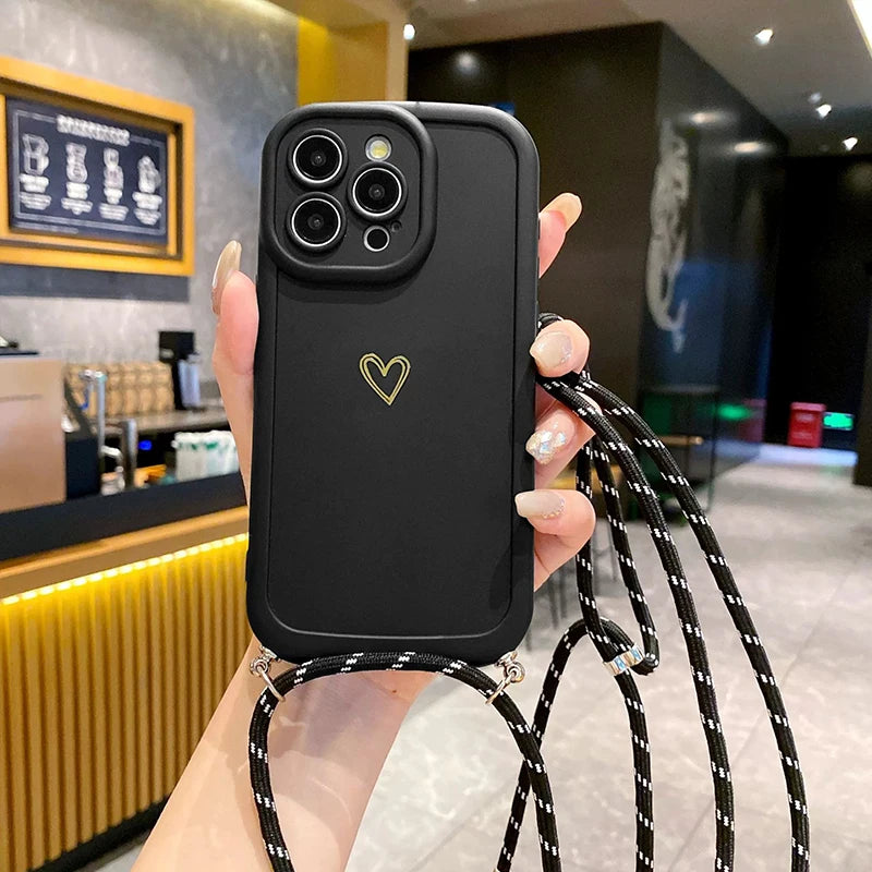 Crossbody Silicone Love Phone Case with Lanyard