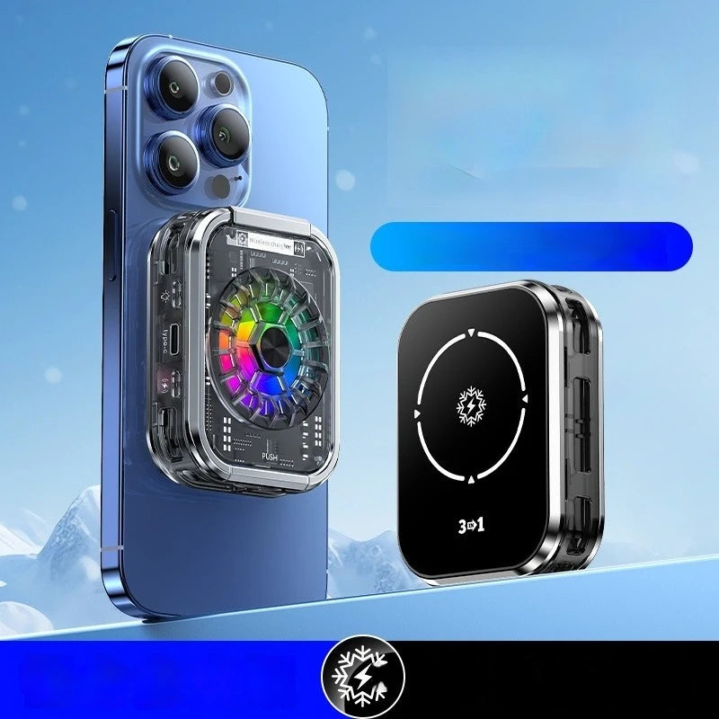 Magnetic Phone Cooler with Wireless Charging – Semiconductor Cooling Fan, Gaming Radiator, Fast Heat Dissipation for iPhone & Android