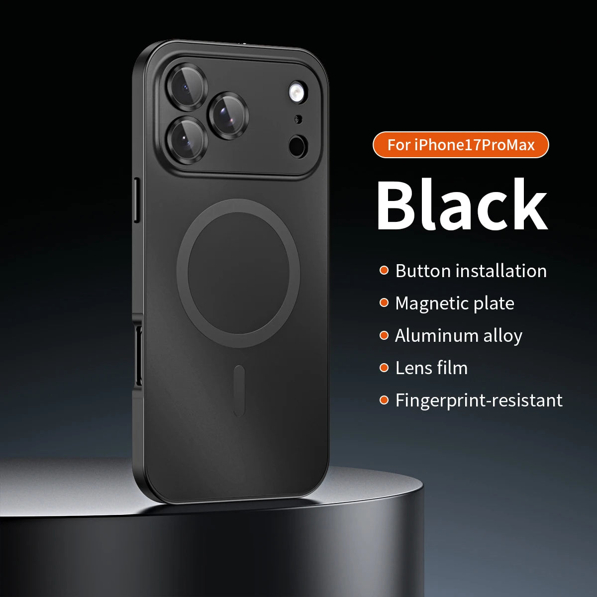 Magnetic Wireless Charging Phone Case for iPhone 17 Pro / 17 Max / 17 Air – Original Color, Metal Border