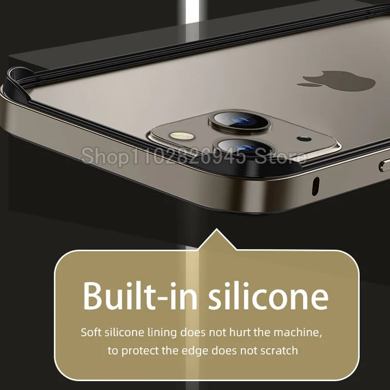 Hybrid Silicone & Aluminum Bumper Case for iPhone 12–17 Pro Max
