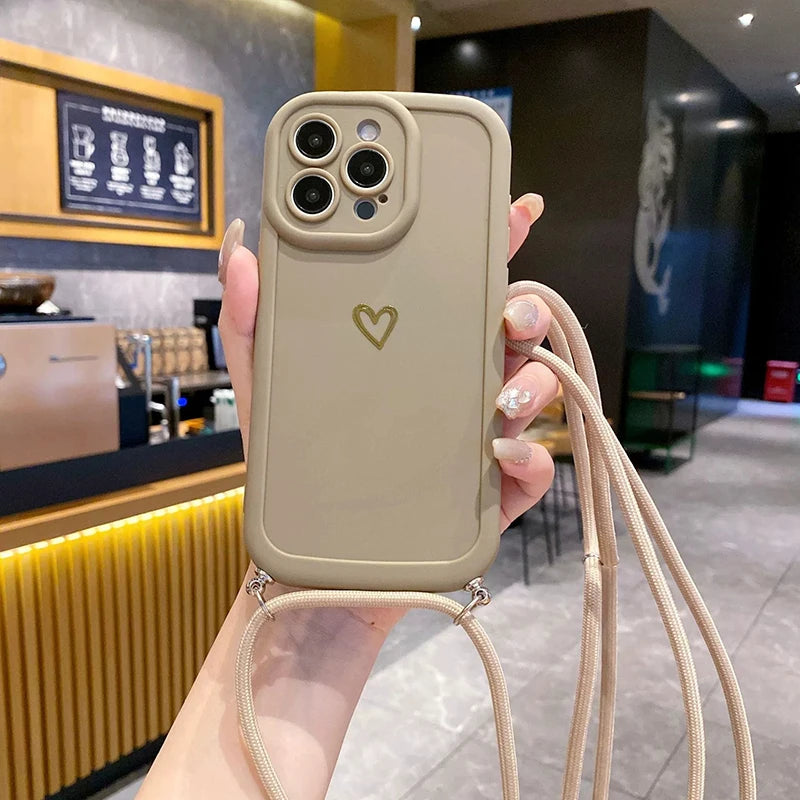 Crossbody Silicone Love Phone Case with Lanyard