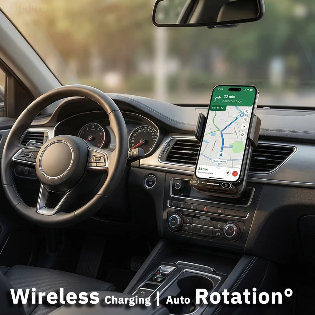 15W Wireless & Wired Car Phone Charger Mount