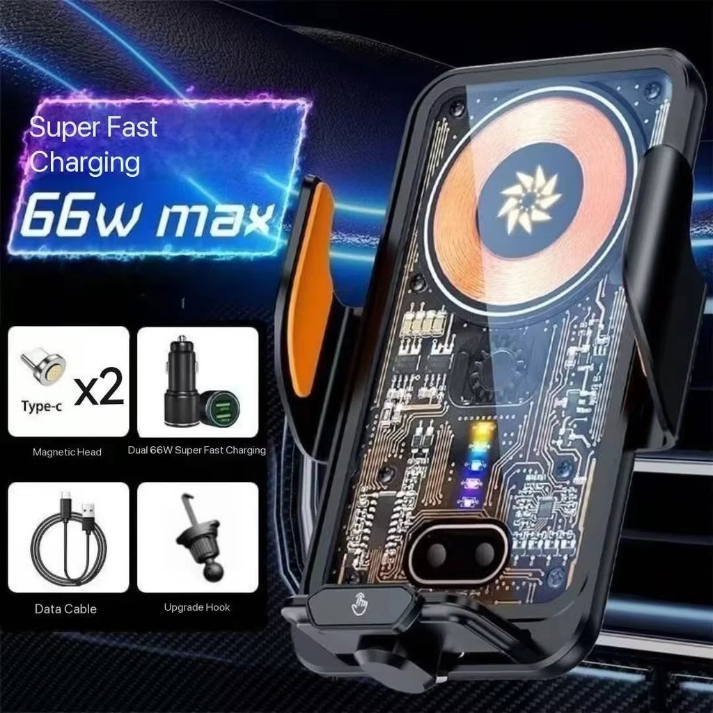 66W Fast Charging Magnetic Wireless Car Phone Holder