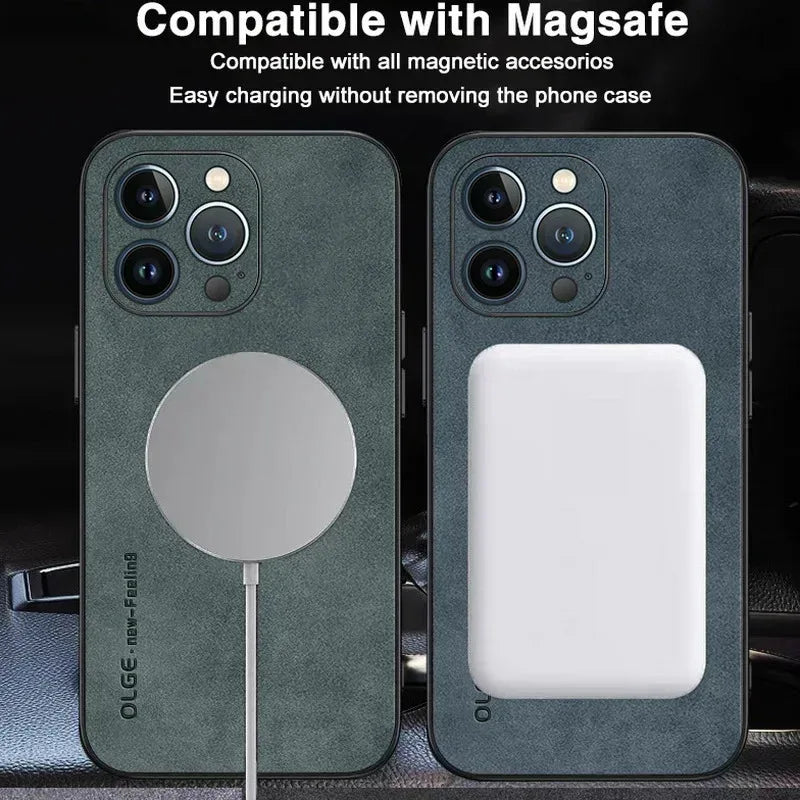 MagSafe Luxury Leather Shockproof Phone Case
