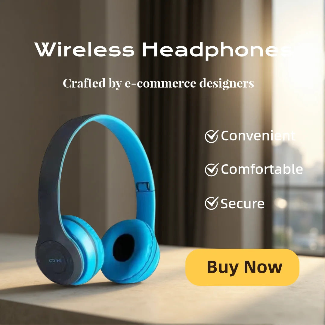 Foldable Bluetooth Wireless Headphones – Over-Ear with Microphone & Volume Control, Gaming Headset for iPhone & Android