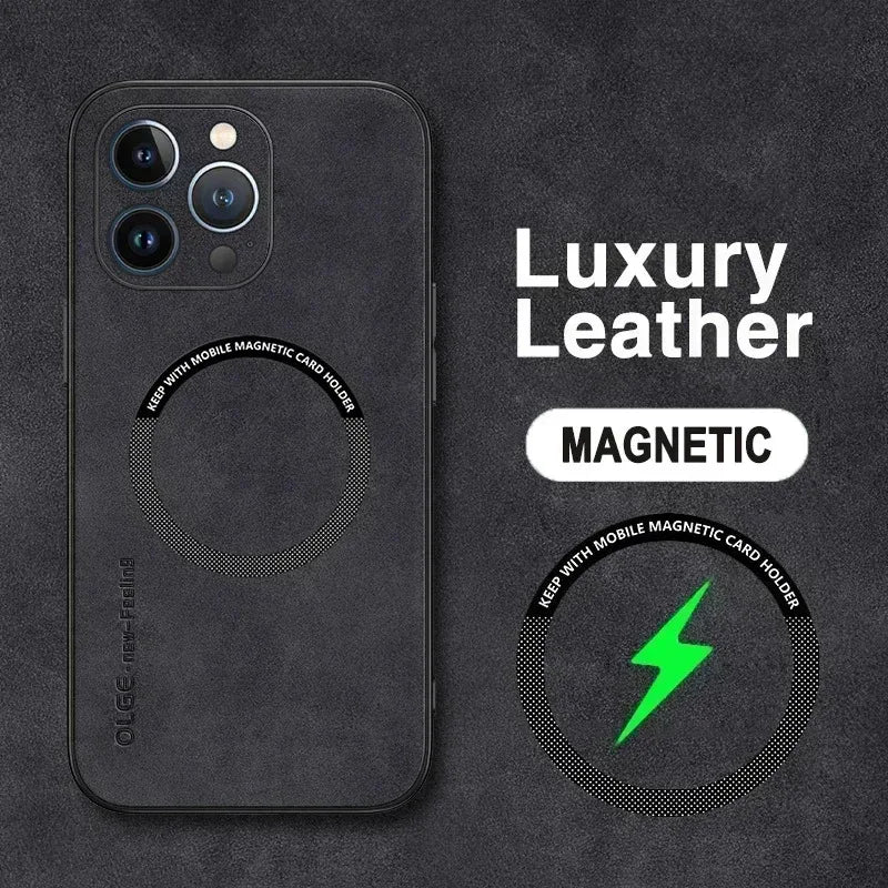 MagSafe Luxury Leather Shockproof Phone Case