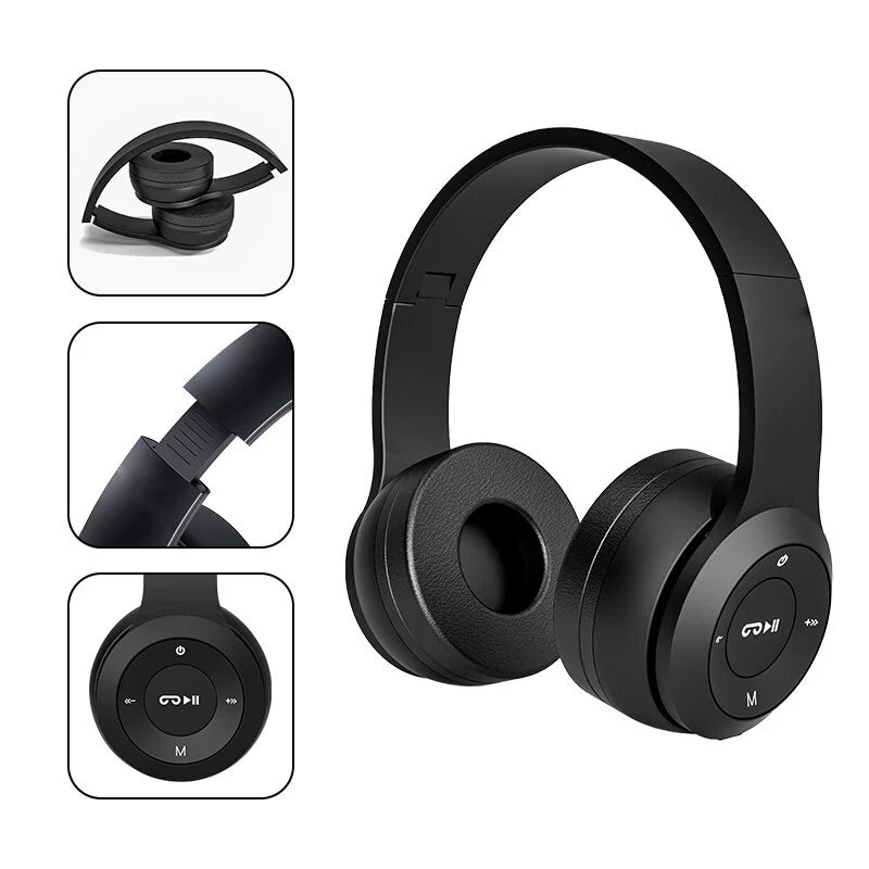 Foldable Bluetooth Wireless Headphones – Over-Ear with Microphone & Volume Control, Gaming Headset for iPhone & Android