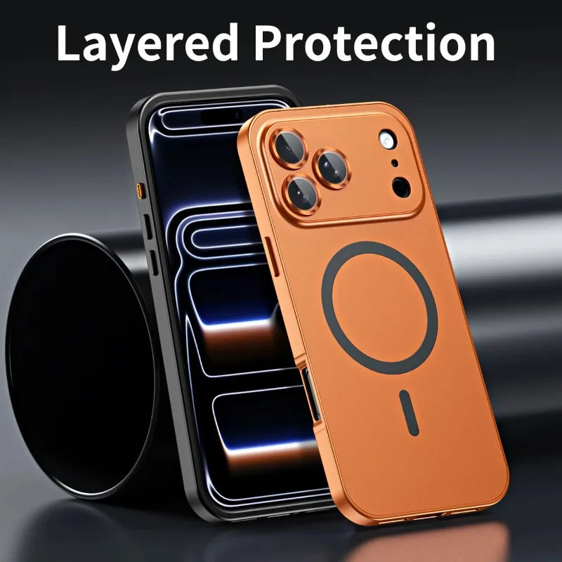 Magnetic Wireless Charging Phone Case for iPhone 17 Pro / 17 Max / 17 Air – Original Color, Metal Border