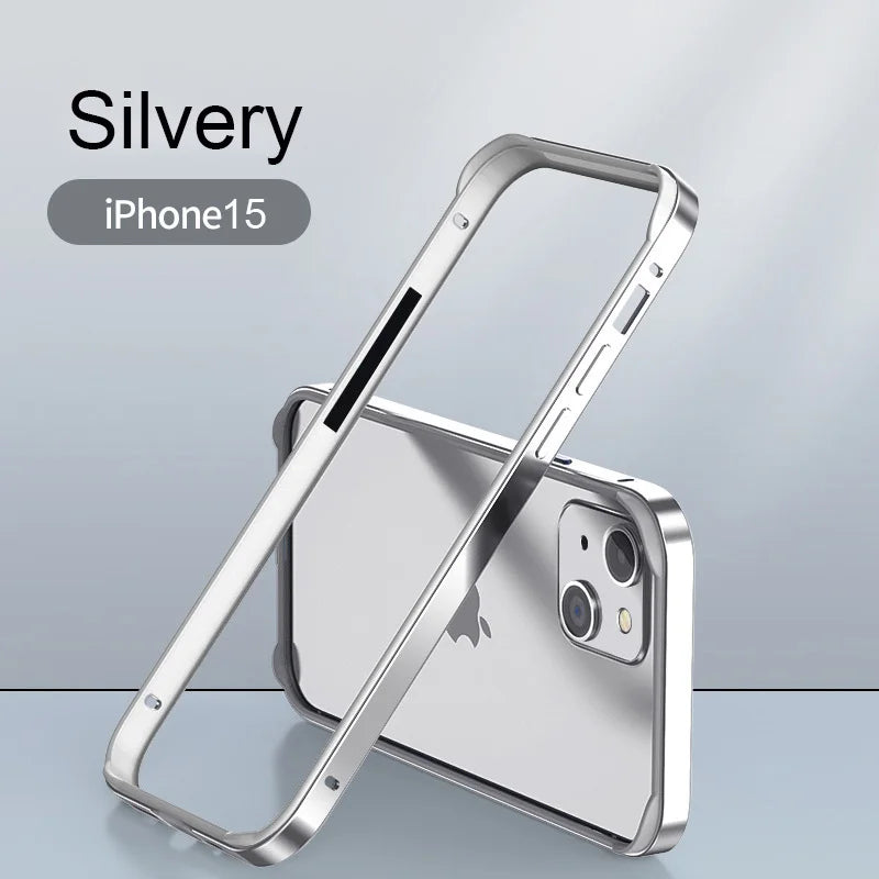 Hybrid Silicone & Aluminum Bumper Case for iPhone 12–17 Pro Max