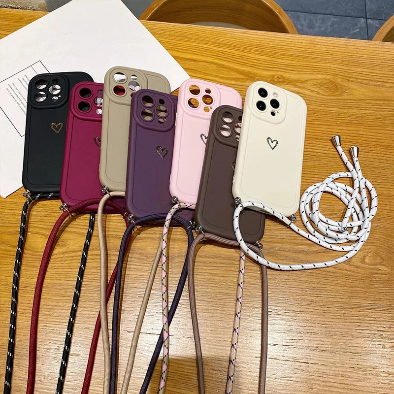 Crossbody Silicone Love Phone Case with Lanyard