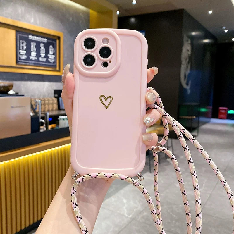 Crossbody Silicone Love Phone Case with Lanyard