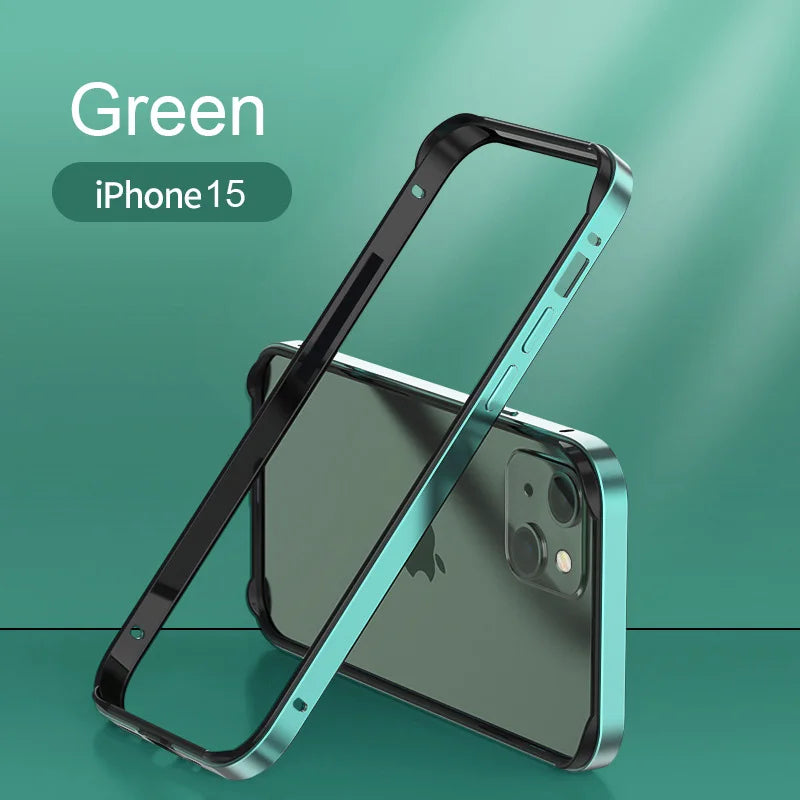 Hybrid Silicone & Aluminum Bumper Case for iPhone 12–17 Pro Max