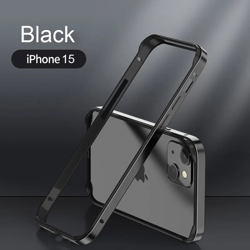 Hybrid Silicone & Aluminum Bumper Case for iPhone 12–17 Pro Max