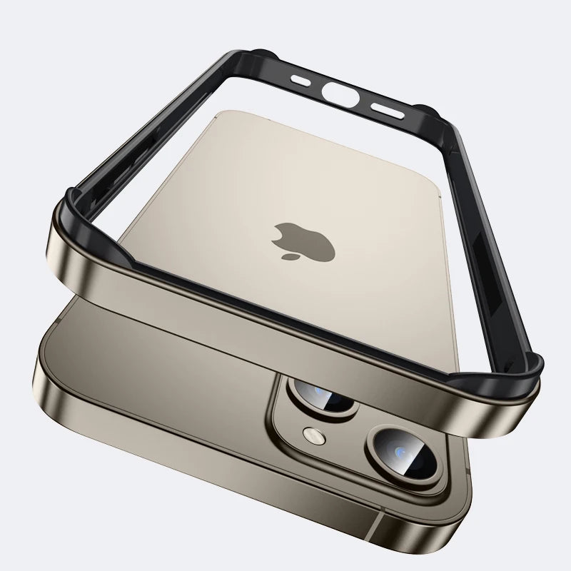 Hybrid Silicone & Aluminum Bumper Case for iPhone 12–17 Pro Max