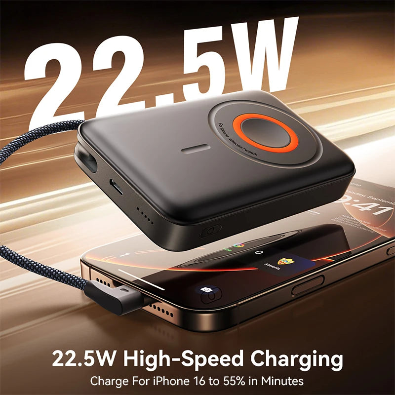 3-in-1 Magnetic Power Bank 22.5W Fast Charging – 10000mAh Wireless Portable Charger for iPhone 12–16, AirPods & Watch