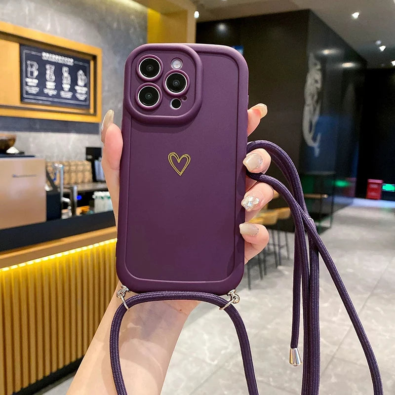Crossbody Silicone Love Phone Case with Lanyard