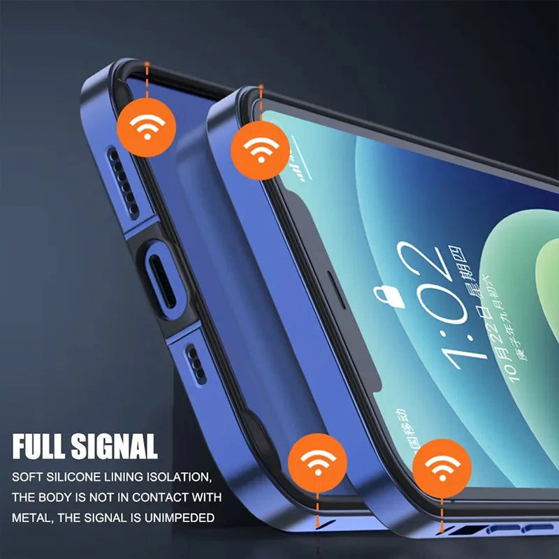 Hybrid Silicone & Aluminum Bumper Case for iPhone 12–17 Pro Max