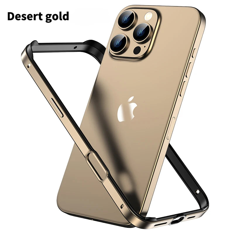 Hybrid Silicone & Aluminum Bumper Case for iPhone 12–17 Pro Max