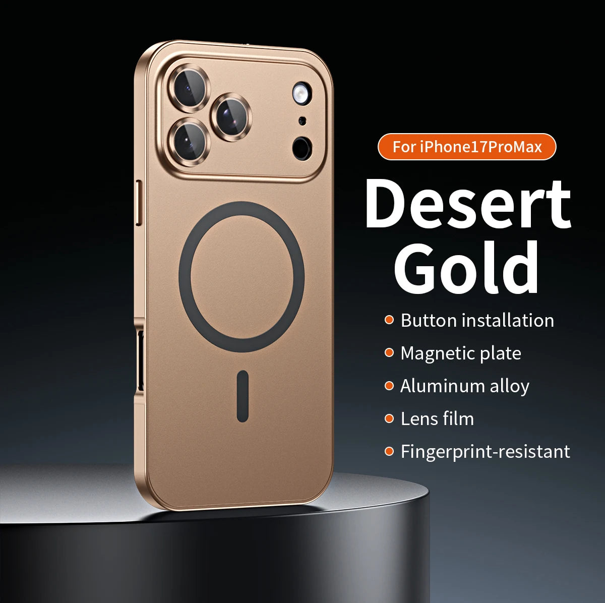 Magnetic Wireless Charging Phone Case for iPhone 17 Pro / 17 Max / 17 Air – Original Color, Metal Border