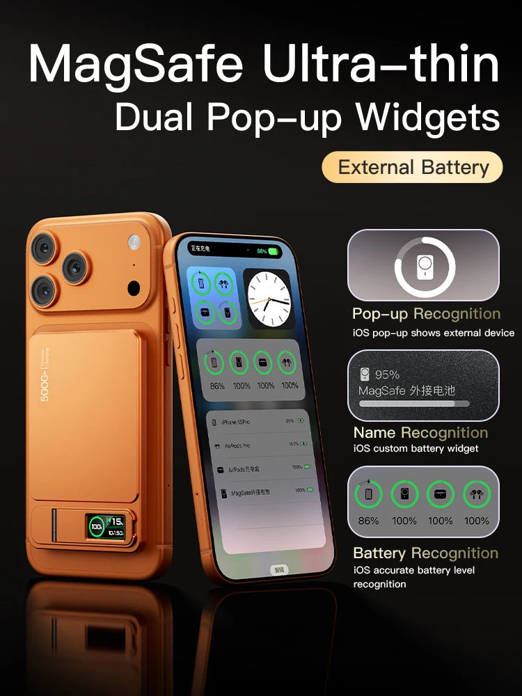 3-in-1 Magnetic Power Bank – 15W Wireless Fast Charging with Intelligent TFT Screen, External Battery for iPhone 12–17, Watch & AirPods