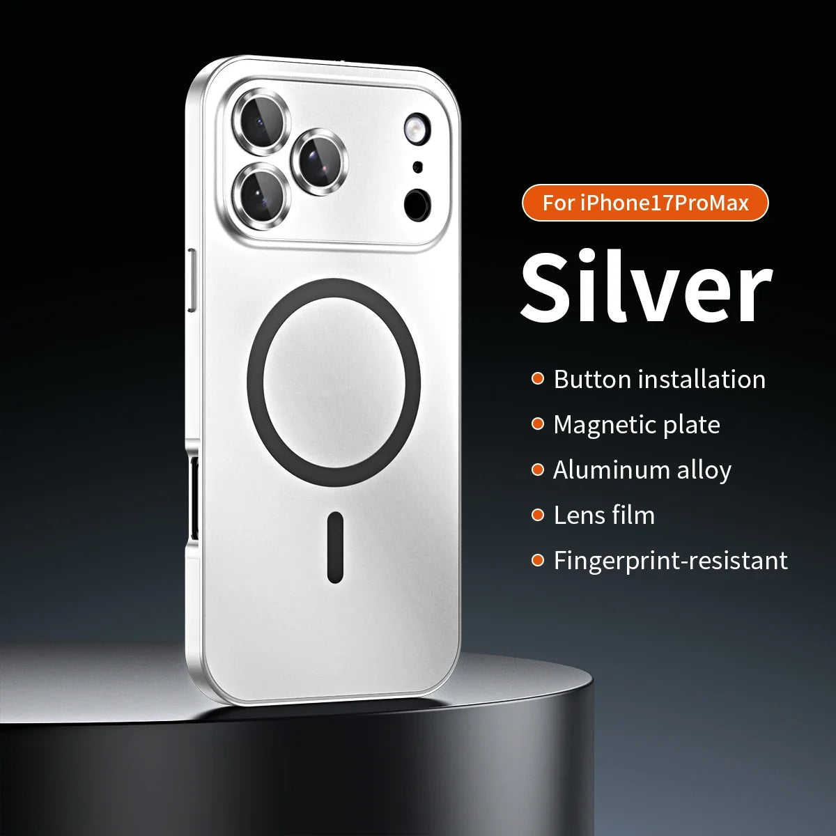 Magnetic Wireless Charging Phone Case for iPhone 17 Pro / 17 Max / 17 Air – Original Color, Metal Border
