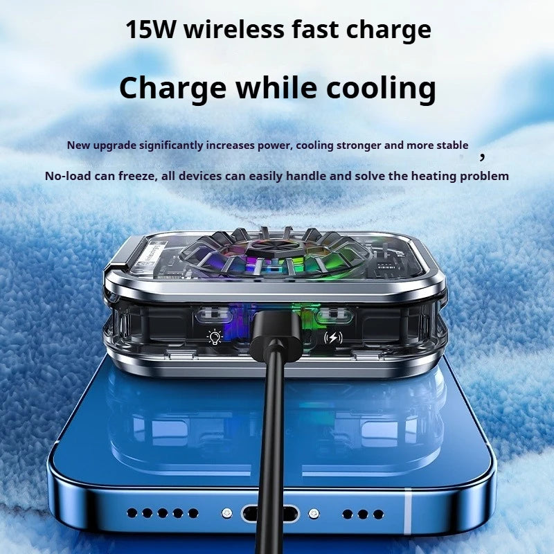 Magnetic Phone Cooler with Wireless Charging – Semiconductor Cooling Fan, Gaming Radiator, Fast Heat Dissipation for iPhone & Android
