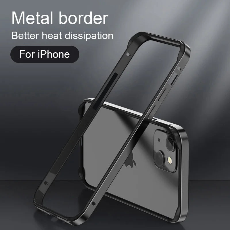 Hybrid Silicone & Aluminum Bumper Case for iPhone 12–17 Pro Max