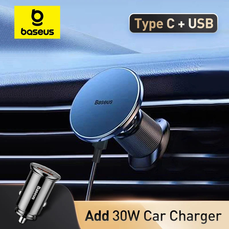 Baseus Magnetic Wireless Car Charger – 15W Fast Charging, Car Phone Holder Mount for iPhone 16/15/14/13