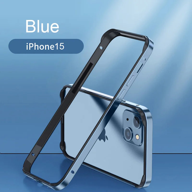 Hybrid Silicone & Aluminum Bumper Case for iPhone 12–17 Pro Max