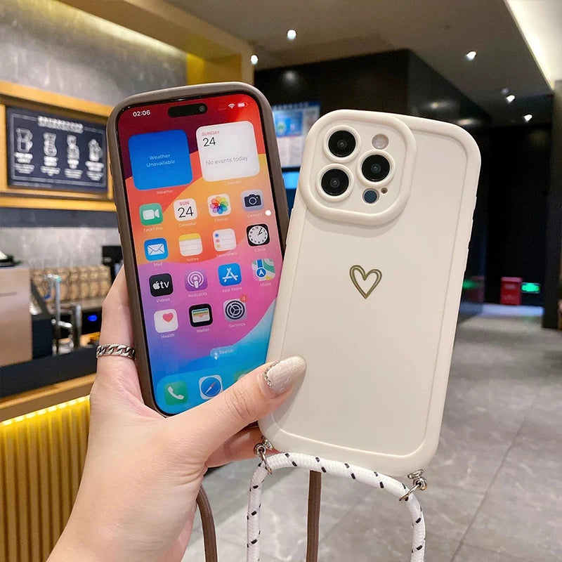 Crossbody Silicone Love Phone Case with Lanyard