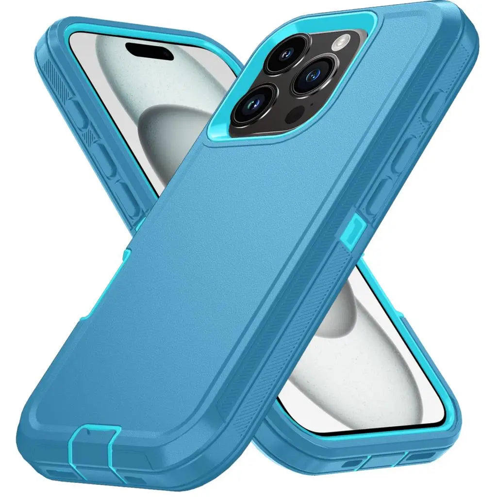 Armor Shockproof Defender Case for iPhone 11–15 Pro Max, X–XS Max, 7/8 Plus, SE2/SE4 – Hard PC + TPU Back