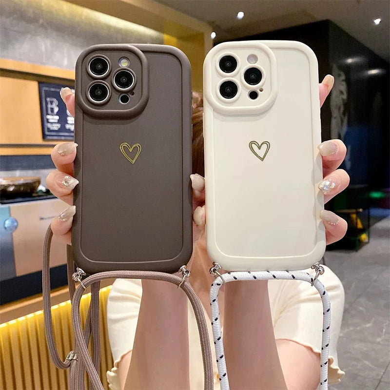 Crossbody Silicone Love Phone Case with Lanyard