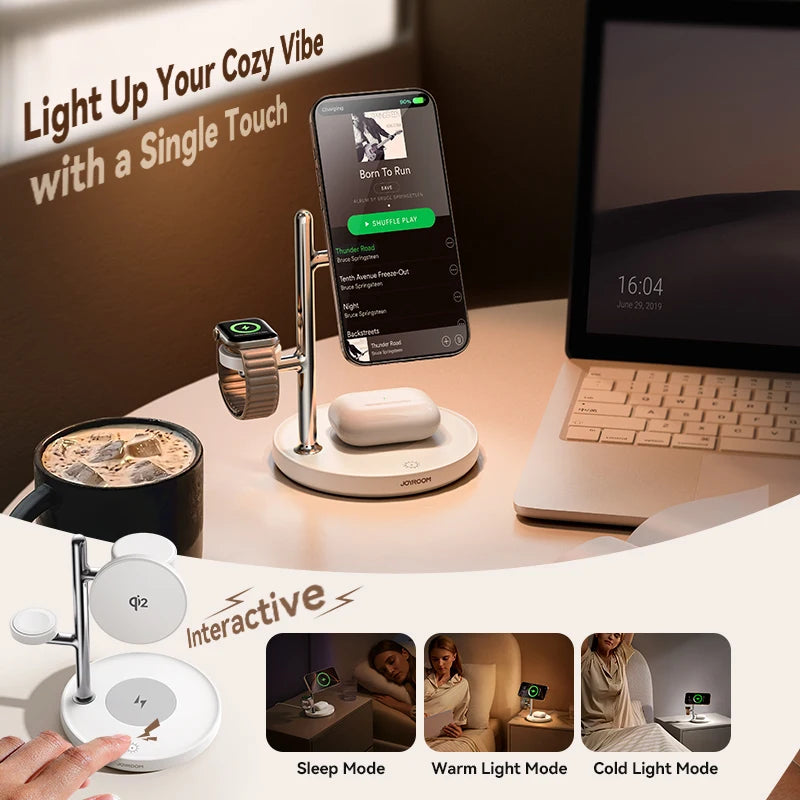 Joyroom Qi2 Fast 15W 4-in-1 Magnetic Charging Station